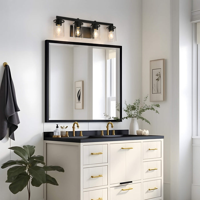 Storin 4-Light Black Bathroom Vanity Light