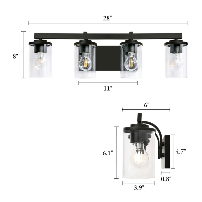 Storin 4-Light Black Bathroom Vanity Light