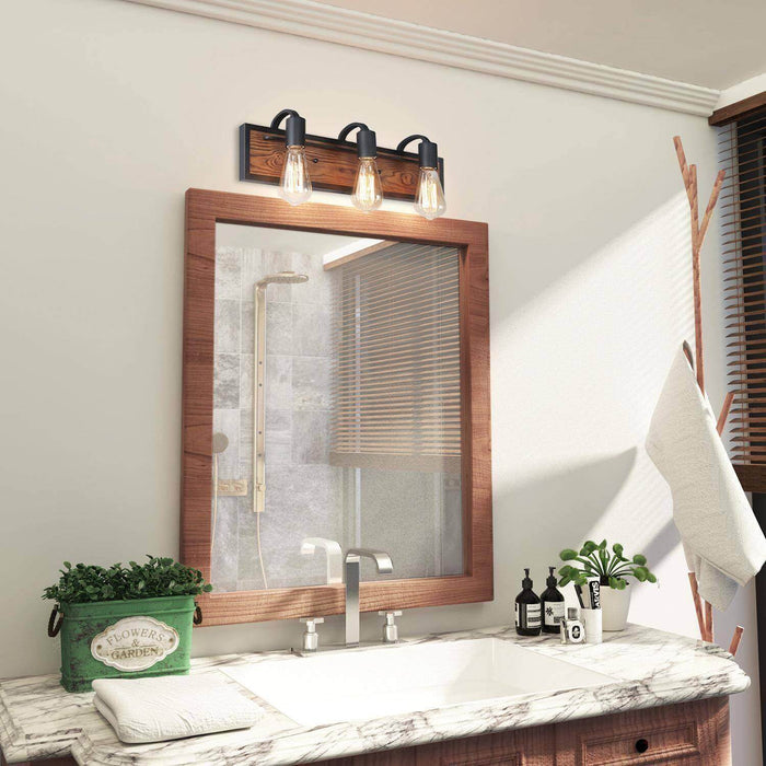 Valtiary 3-Light Wood Bathroom Vanity Light