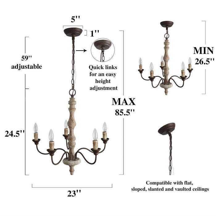 Talirae 5-Light Wood Chandelier