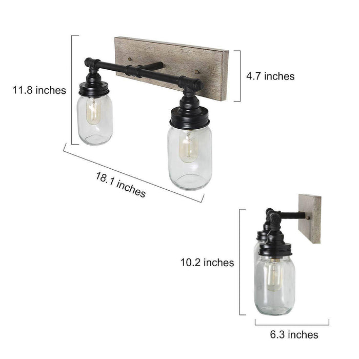 Nettles 2-Light Wood Bathroom Vanity Light