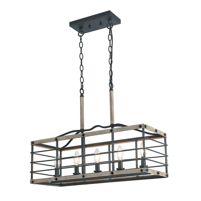 Hysalen 5-Light Wood Metal Wood Island Light