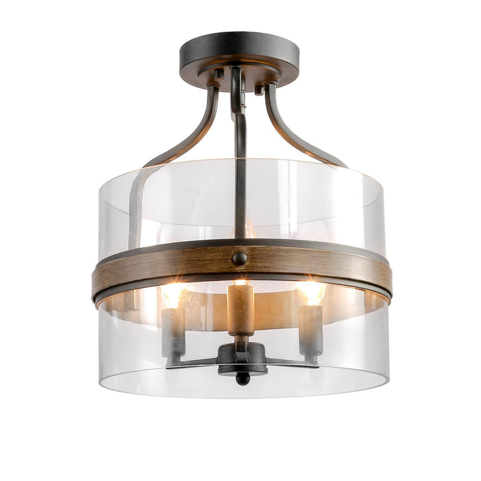 Micatis 3-Light Wood Semi-Flush Mount Light