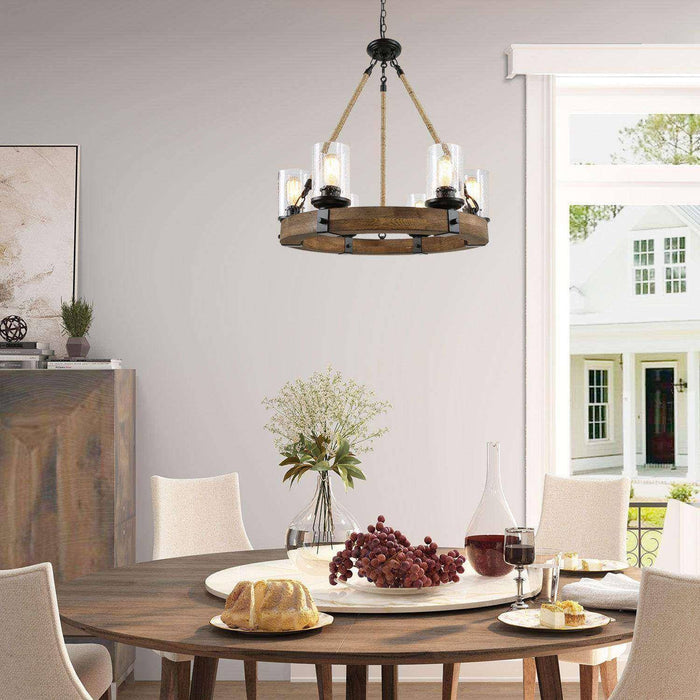 Lonthiy 6-Light Wood Chandelier