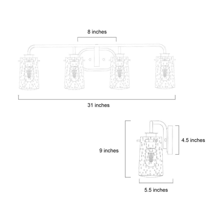 Suntiny 4-Light Gold Bathroom Vanity Light