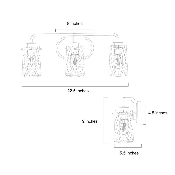 Suntiny 3-Light Gold Bathroom Vanity Light