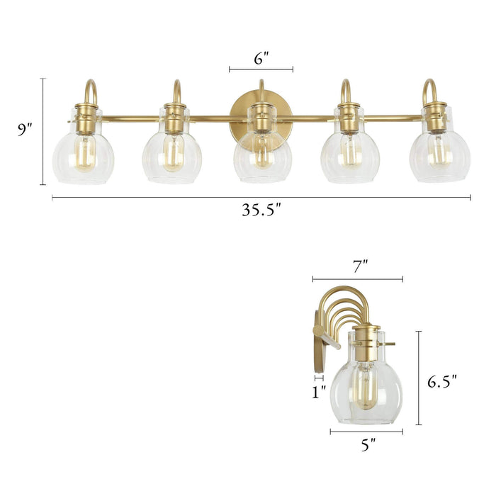 Pleiara 5-Light Gold Bathroom Vanity Light