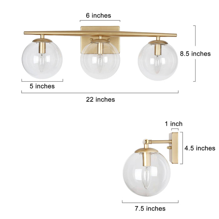 Kiselle 3-Light Gold Bathroom Vanity Light