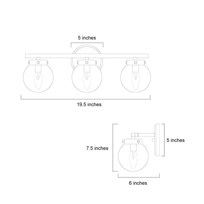 Thanto 3-Light Gold Bathroom Vanity Light