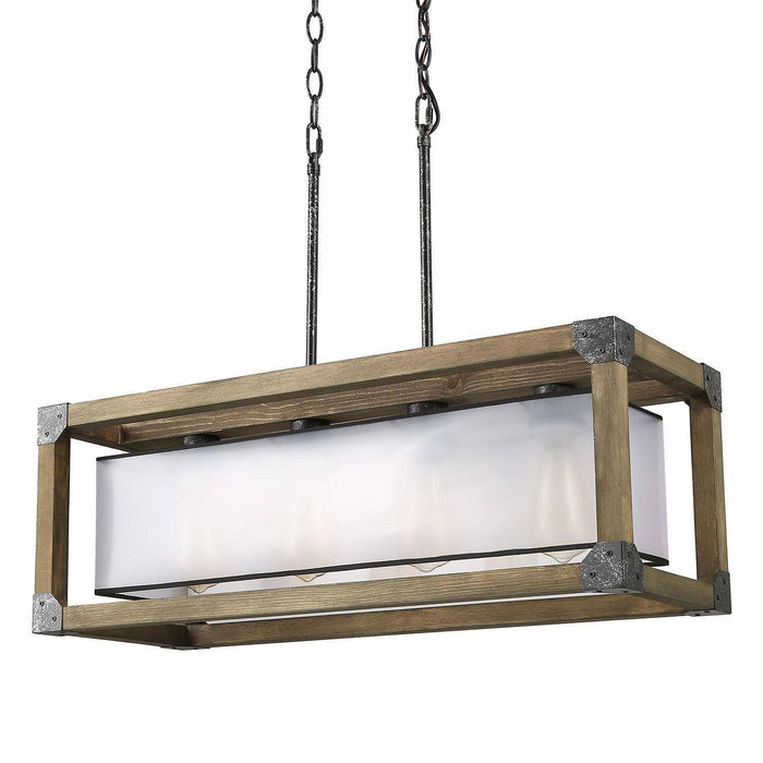 Crebon 4-Light Wood Fabric Shade Island Light