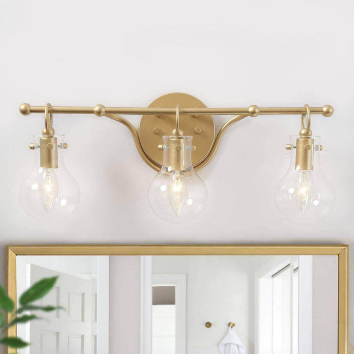 Phospa 3-Light Gold Glass Bathroom Vanity Light