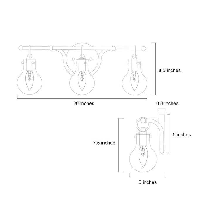 Phospa 3-Light Gold Glass Bathroom Vanity Light