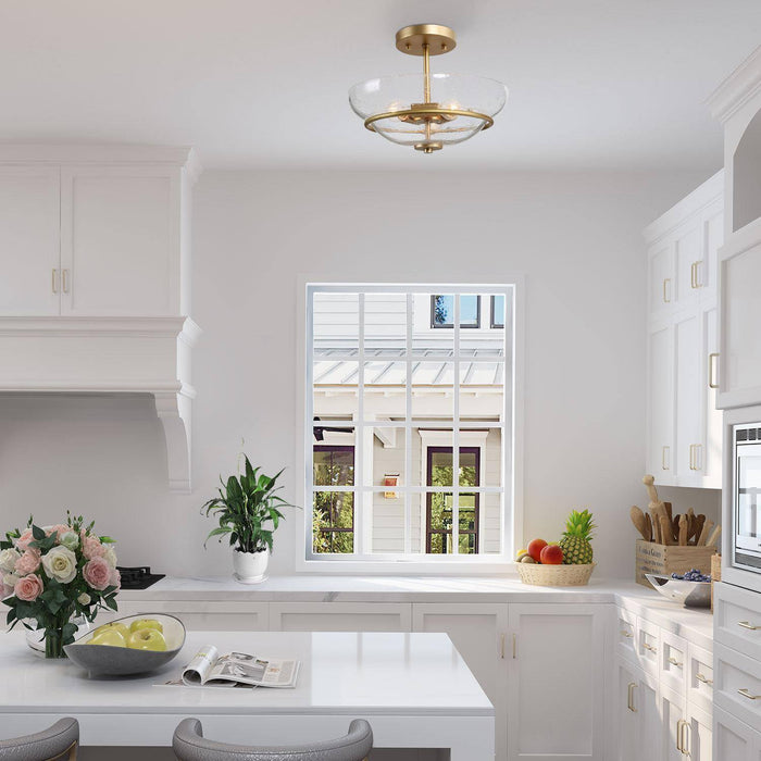 Faylire 3-Light Gold Semi-Flush Mount Light