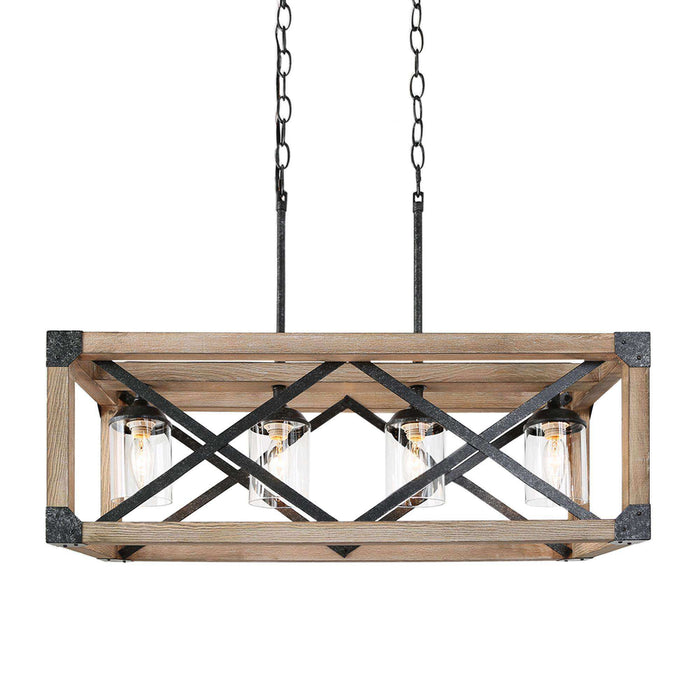 Crebon 4-Light Farmhouse Wood Island Light
