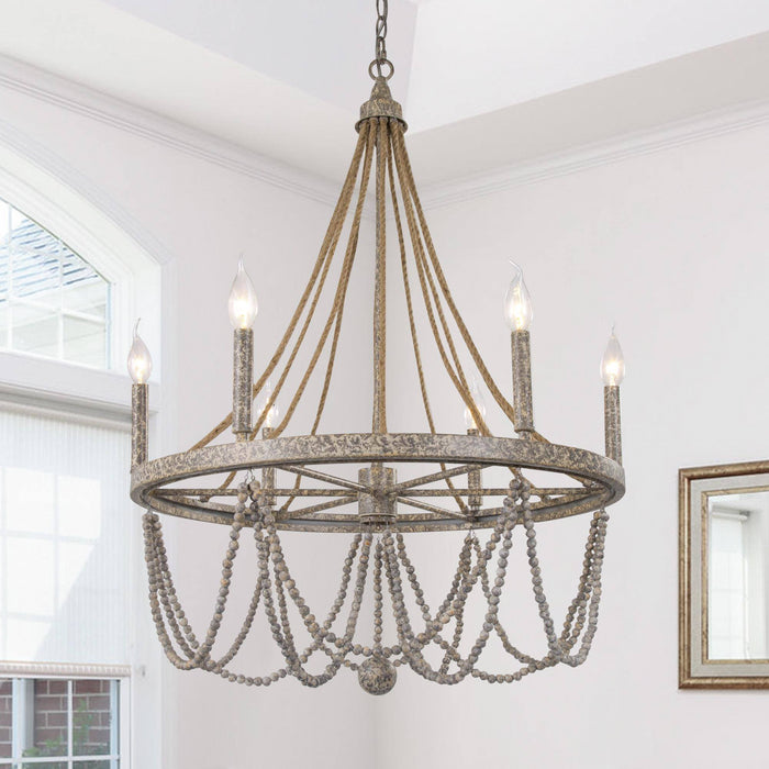 Erclind 6-Light Wood Chandelier