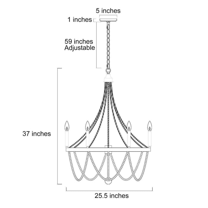 Erclind 6-Light Wood Chandelier