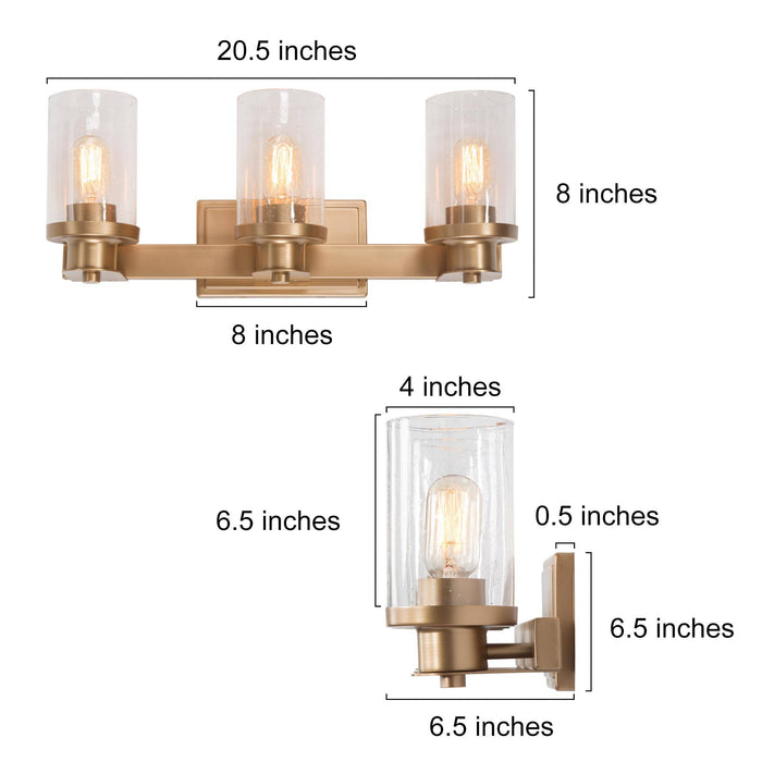 Jowona 3-Light Gold Bathroom Vanity Light