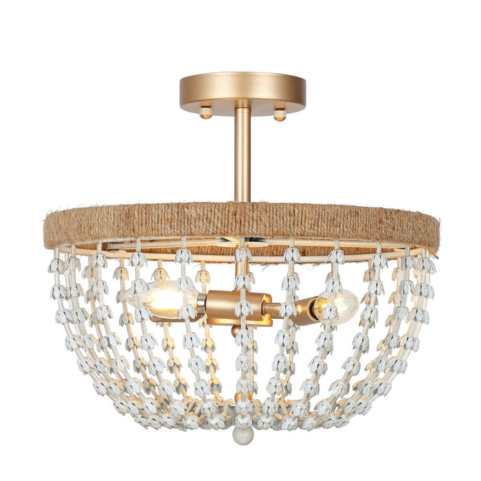 Vernica 3-Light Gold Semi-Flush Mount Light