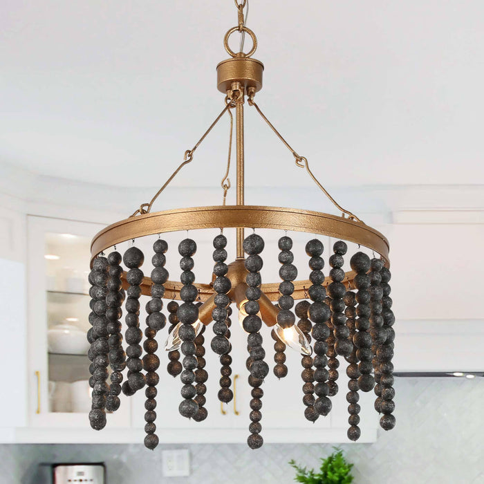 Rutilar 3-Light Black and Gold Chandelier