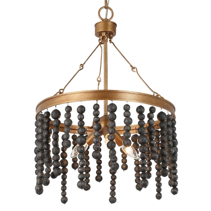 Rutilar 3-Light Black and Gold Chandelier