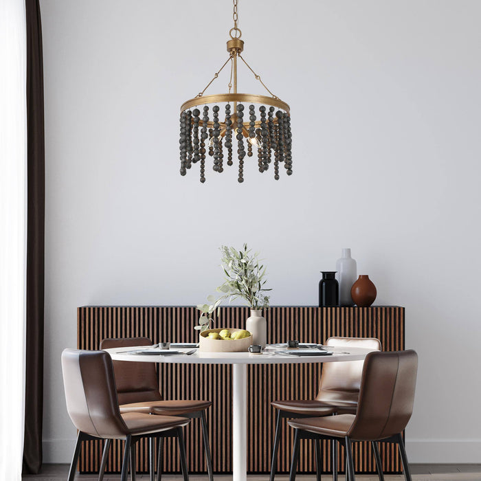 Rutilar 3-Light Black and Gold Chandelier