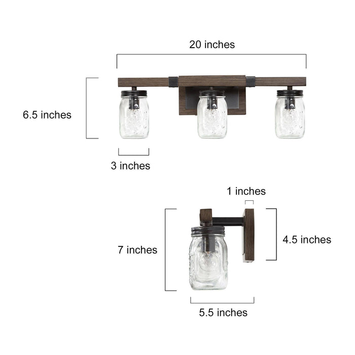 Amthyis 3-Light Wood Bathroom Vanity Light