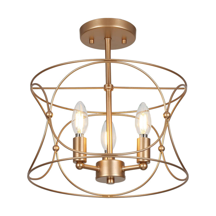 Haimeda 3-Light Gold Semi-Flush Mount Light