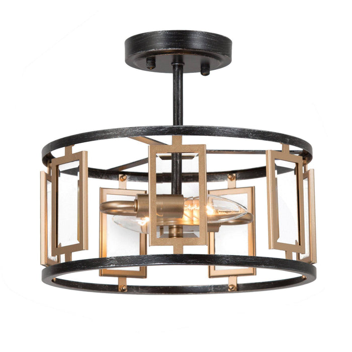 Limere 2-Light Black and Gold Semi-Flush Mount Light