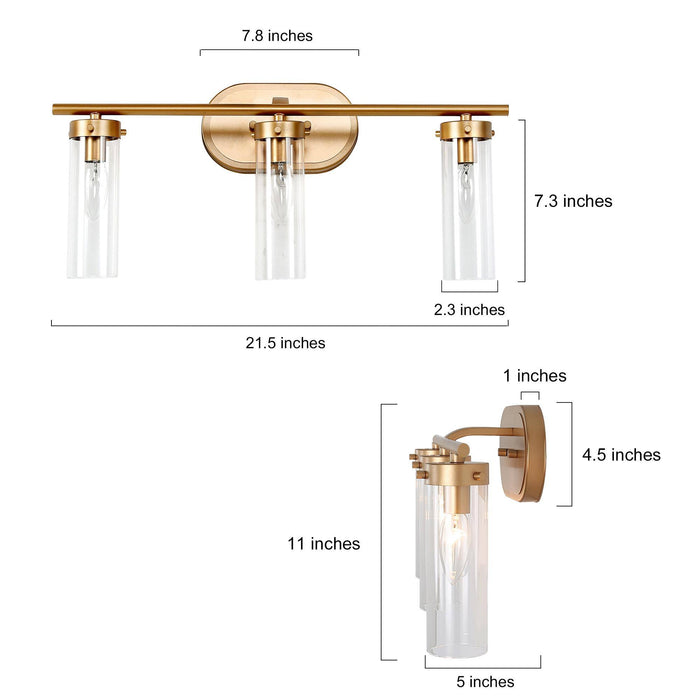 Savann 3-Light Gold Bathroom Vanity Light