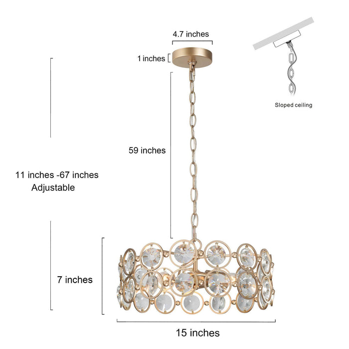 Jancrag 3-Light Gold Chandelier