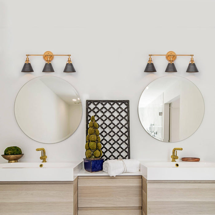 Ives 3-Light Black and Gold Bathroom Vanity Light