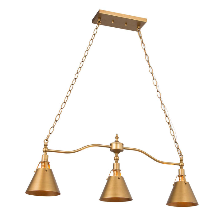 Ives 3-Light Gold Metal Island Light