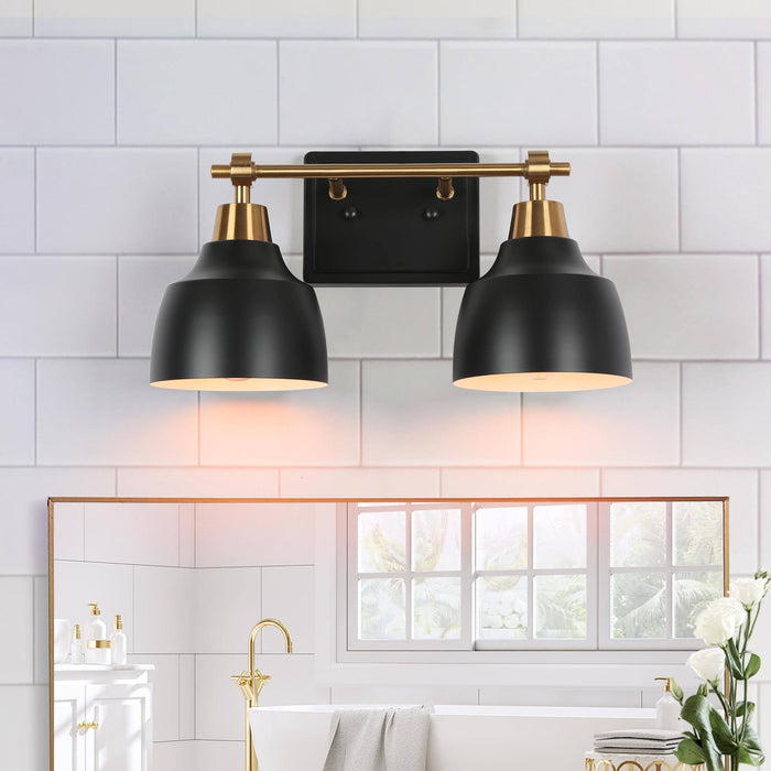 Hyellin 2-Light Black and Brass Bathroom Vanity Light