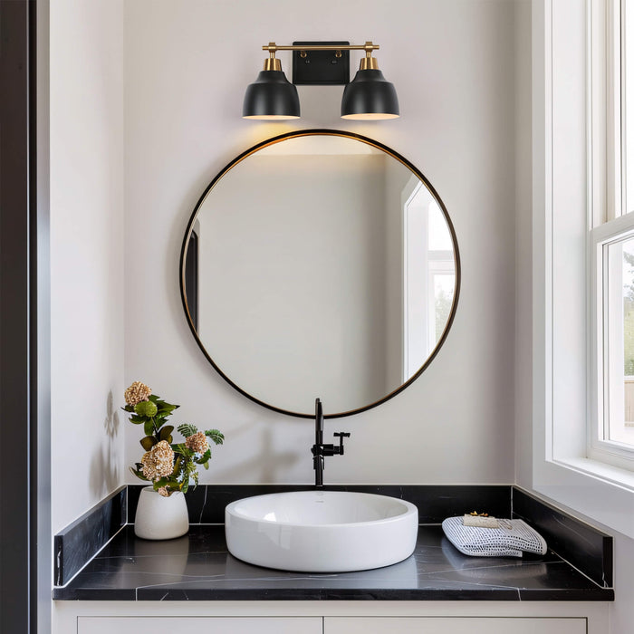 Hyellin 2-Light Black and Brass Bathroom Vanity Light