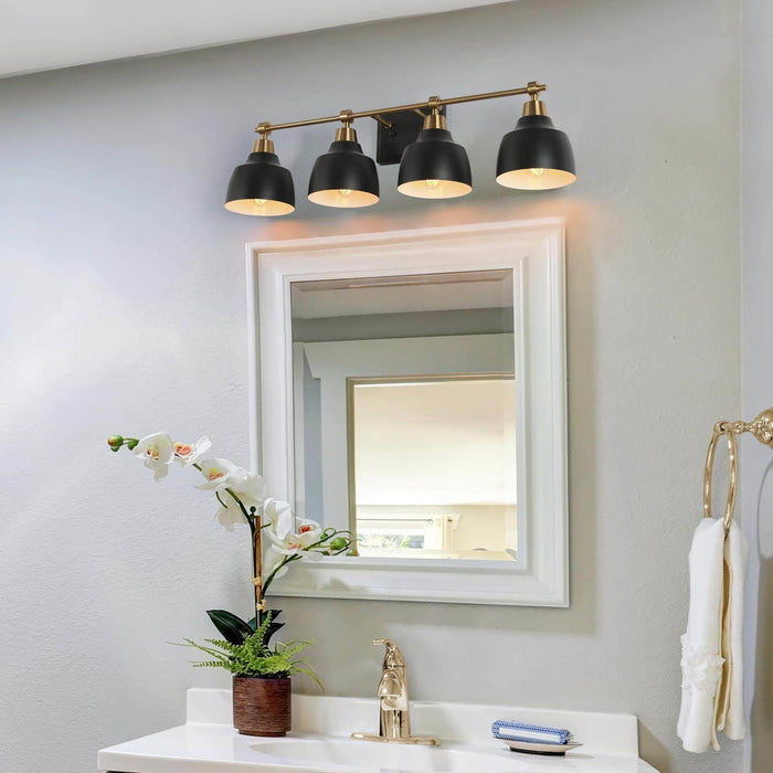 Hyellin 4-Light Black and Brass Bathroom Vanity Light