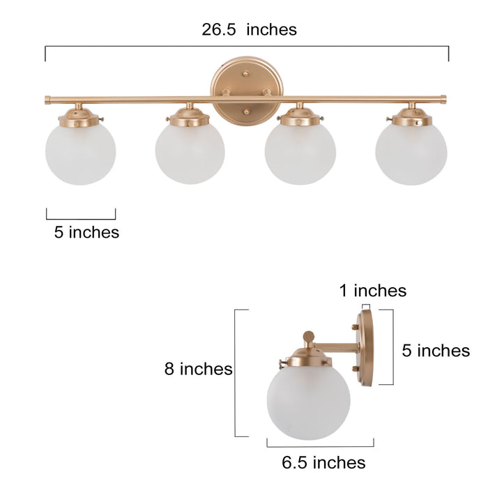 Lacorin 4-Light White And Gold Vanity Light