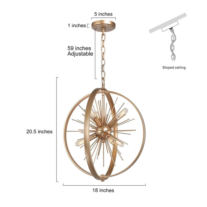 Lanmin 6-Light Gold Chandelier