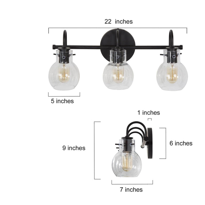 Pleiara 3-Light Black Bathroom Vanity Light