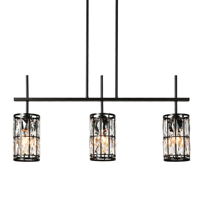 Chispa 3-Light 31.5-in Black Modern Linear Crystal Kitchen Island Light