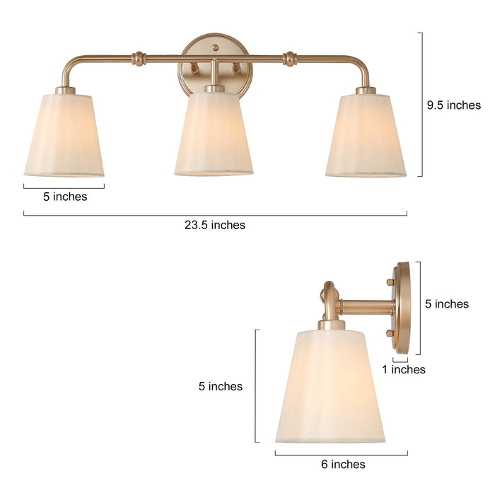 Capene 3-Light Gold Bathroom Vanity Light