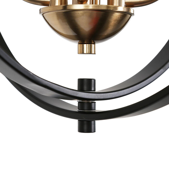 Gieoneo 4-Light Black And Brass Frosted Glass Chandelier