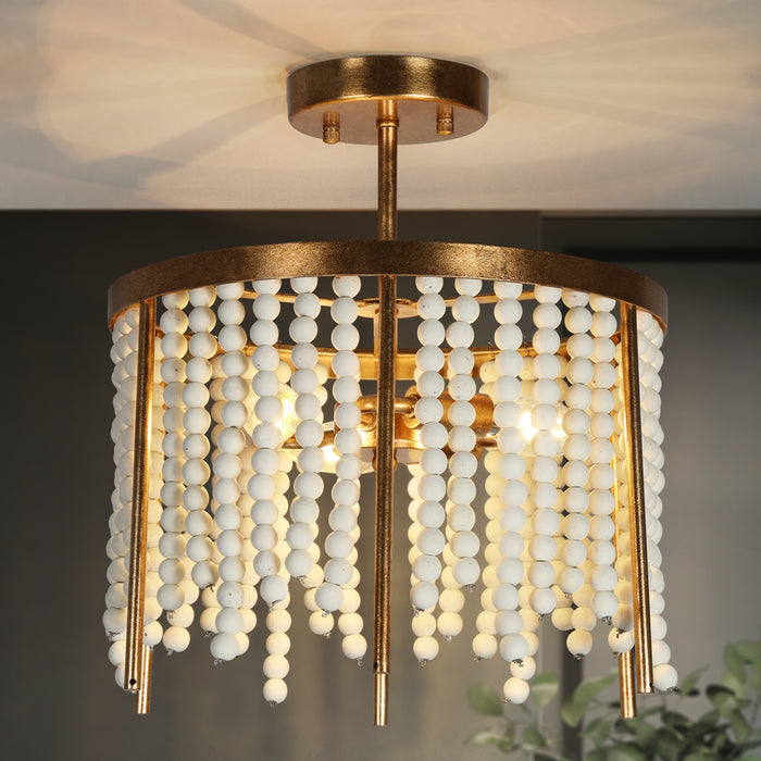 Antelis 3-Light Gold Semi-Flush Mount Light