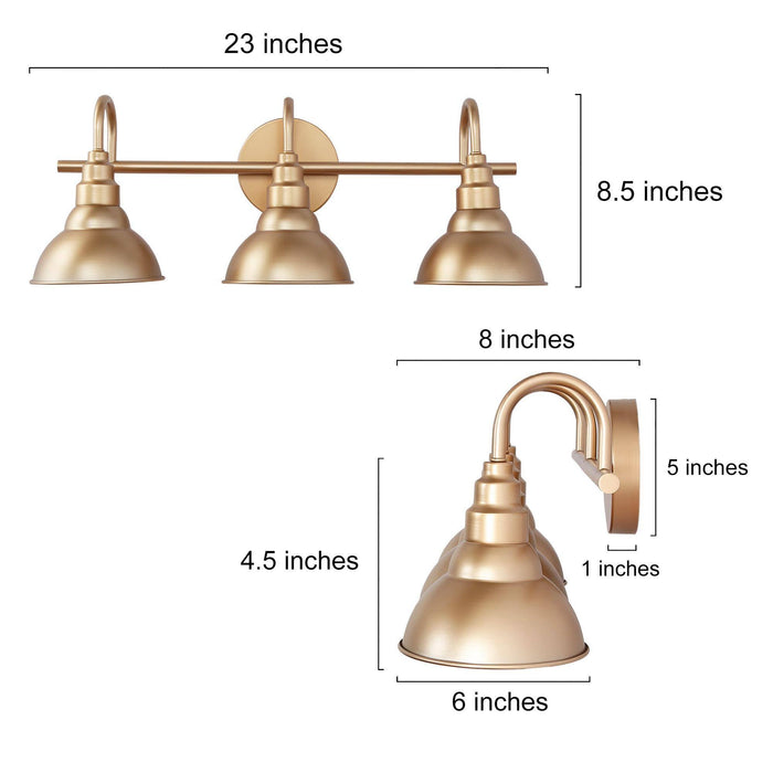 Nidarel 3-Light Gold Bathroom Vanity Light