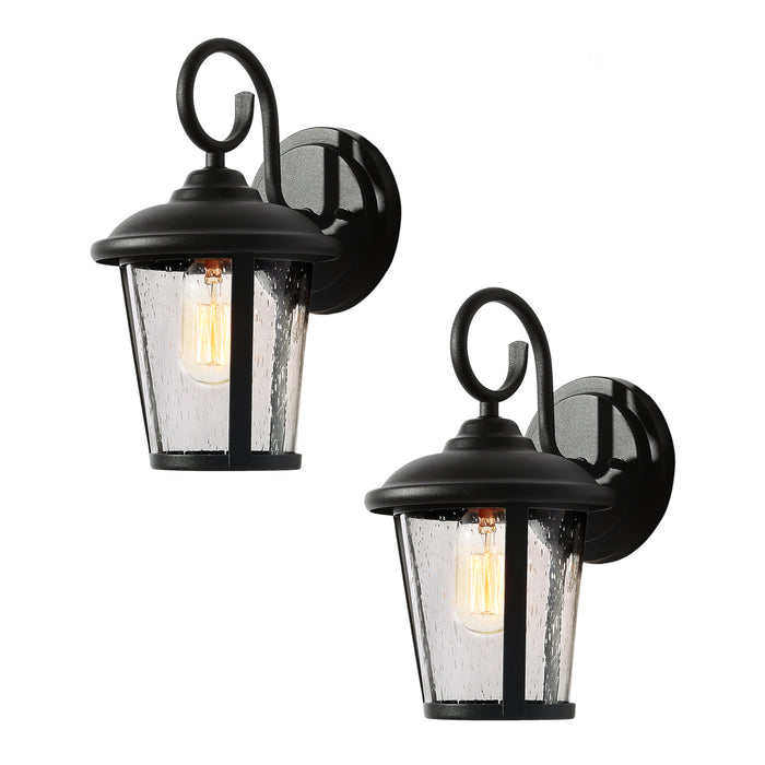 Cudol 1-Light Black Outdoor Wall Lights Set of 2