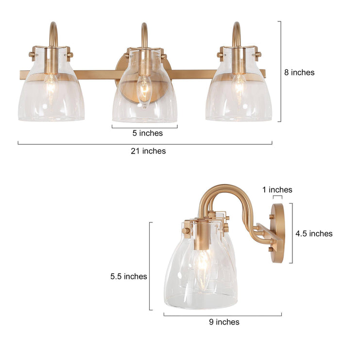 Scropis 3-Light Gold Bathroom Vanity Light