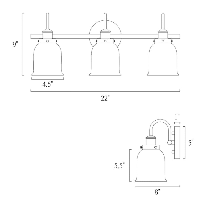 Sarrin 3-Light Gold Bathroom Vanity Light