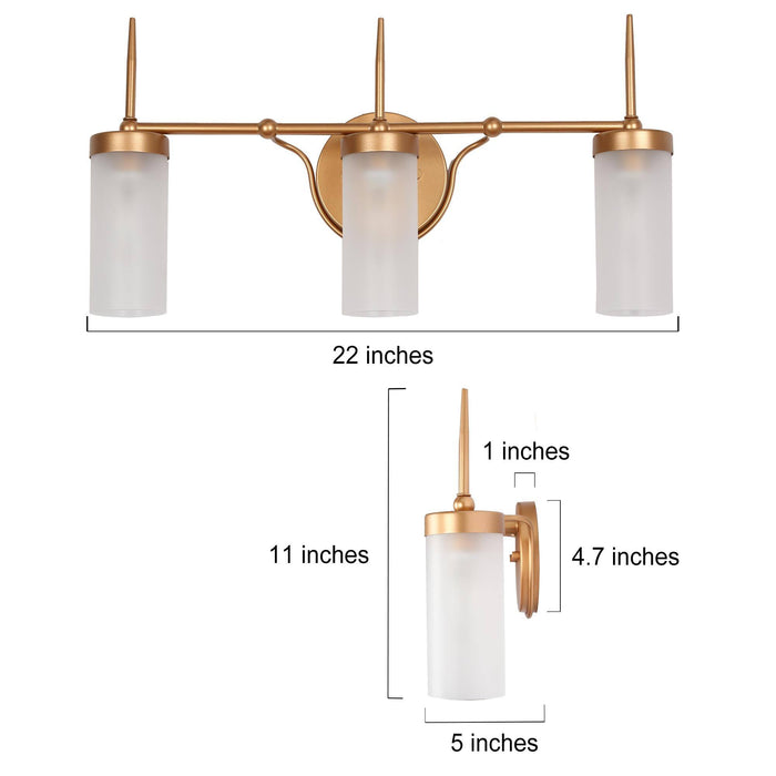 Tiarka 3-Light Gold Bathroom Vanity Light