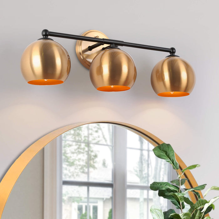Semeri 3-Light Black and Brass Bathroom Vanity Light