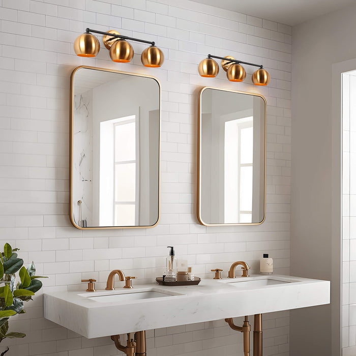 Semeri 3-Light Black and Brass Bathroom Vanity Light