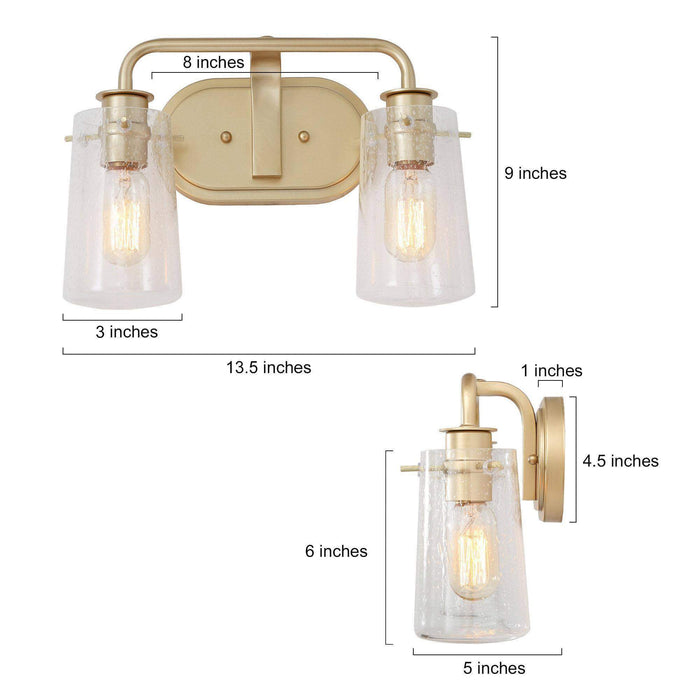 Suntiny 2-Light Gold Bathroom Vanity Light